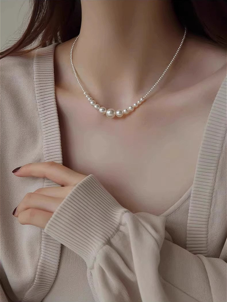 Light luxury high-end design crystal pearl necklace