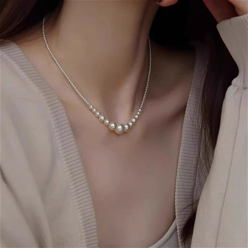 Light luxury high-end design crystal pearl necklace