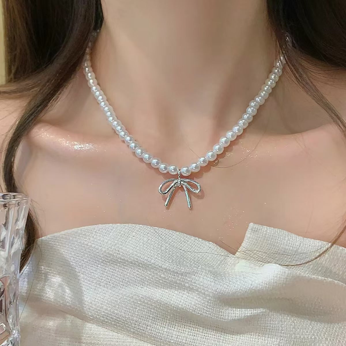 Butterfly Design Pearl Necklace