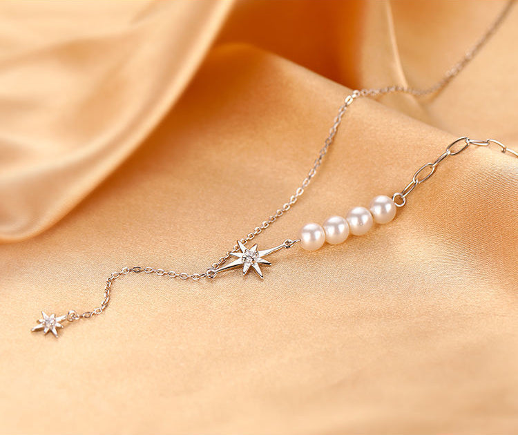 Crystal Pearl tassel niche design necklace
