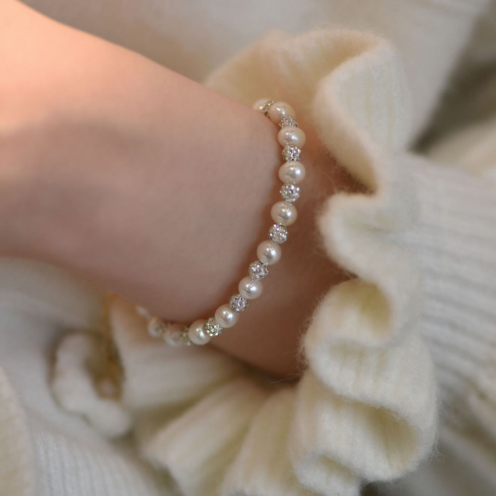 Flash diamond design pearl bracelet