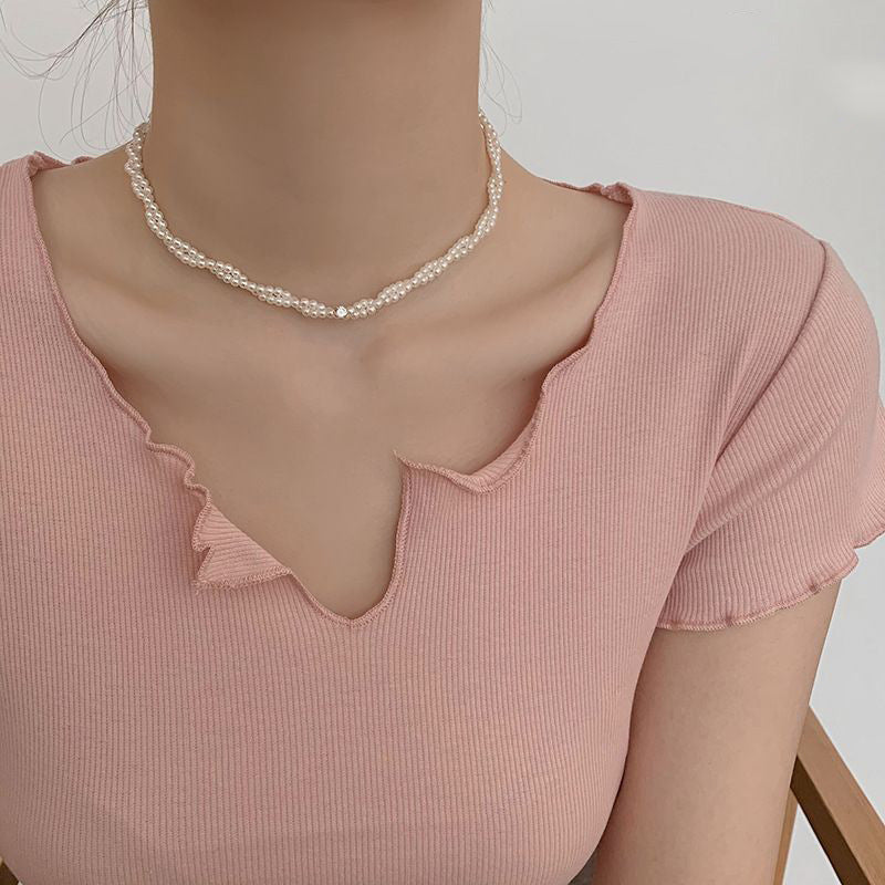 Woven Design Pearl Necklace