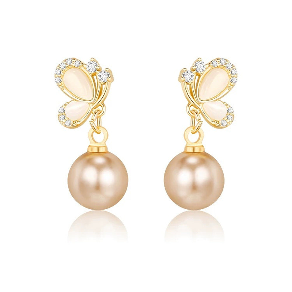 Butterfly Design Pearl Earrings