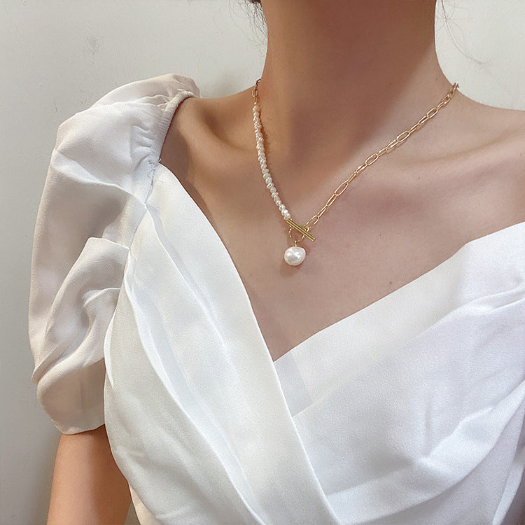 Steamed bread pearl light luxury design necklace