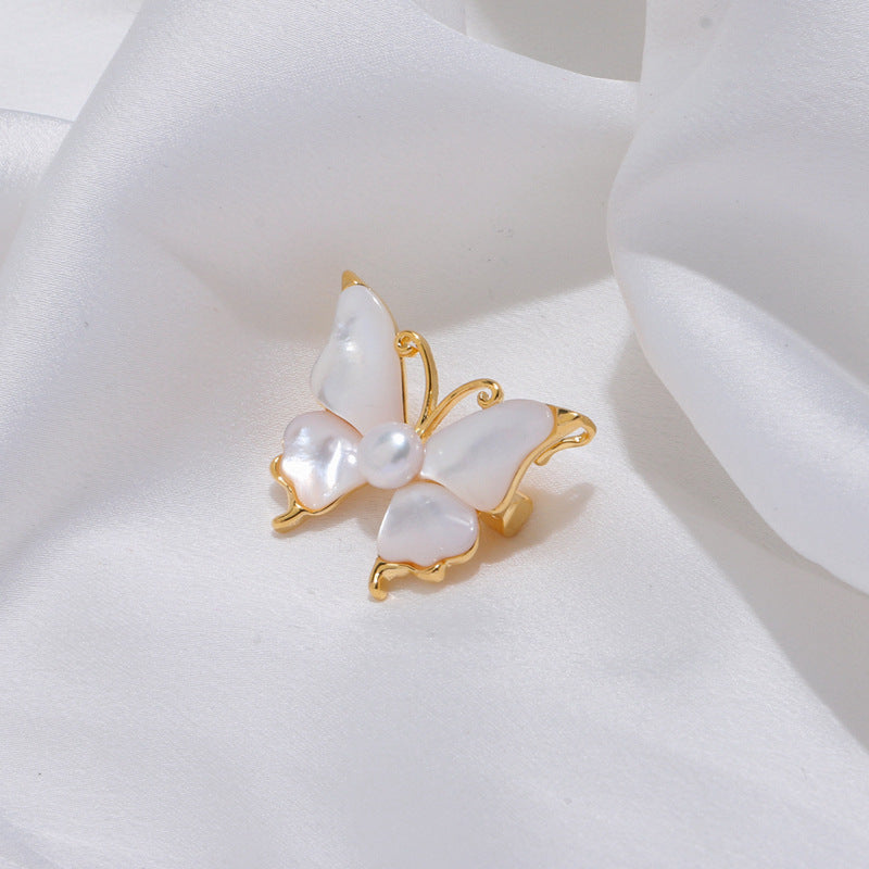 Butterfly Design Pearl Brooch