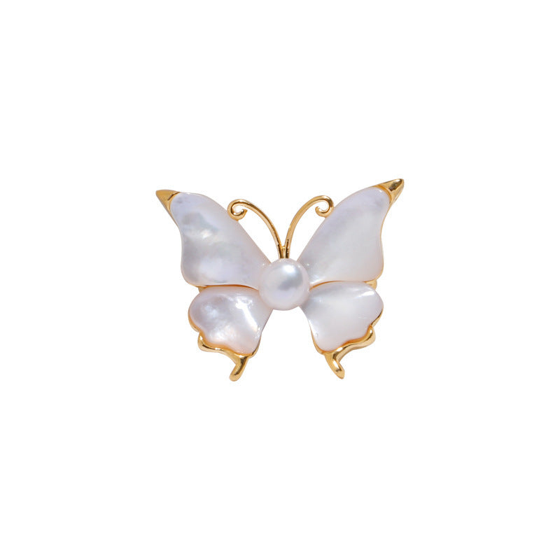 Butterfly Design Pearl Brooch