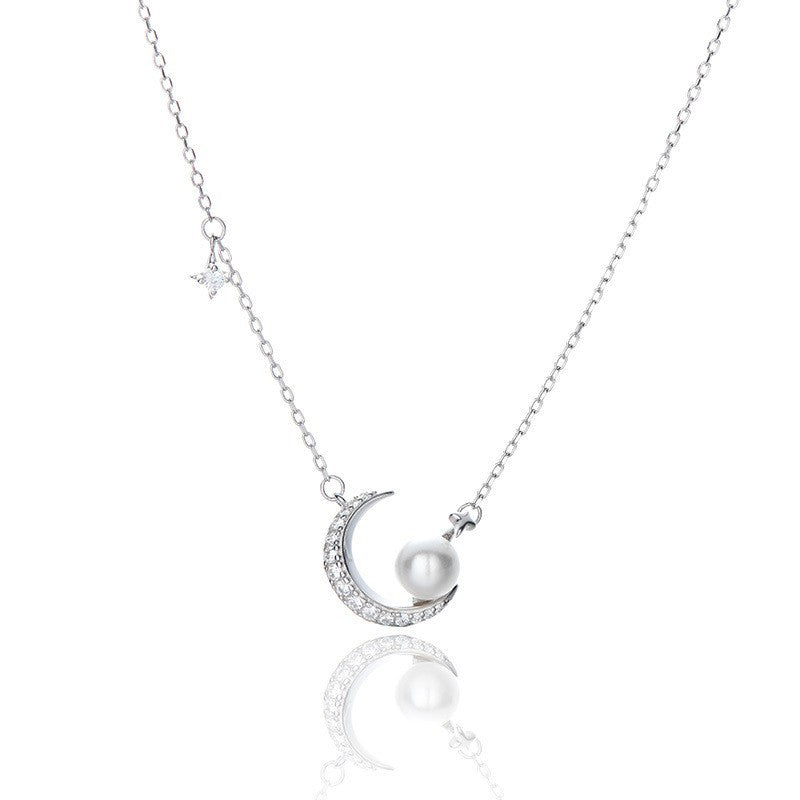 Pearl Star Moon Design Clavicle Chain
