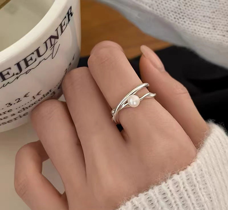 Cross Design Pearl Ring