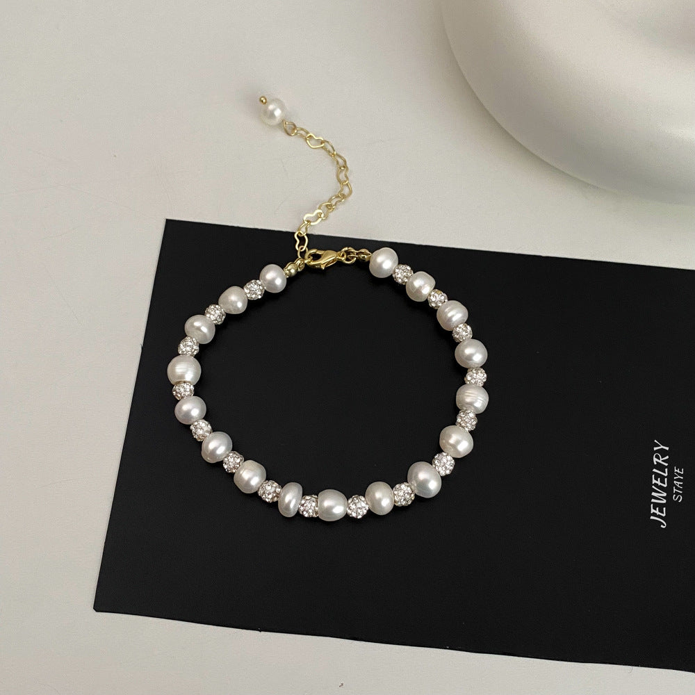 Flash diamond design pearl bracelet