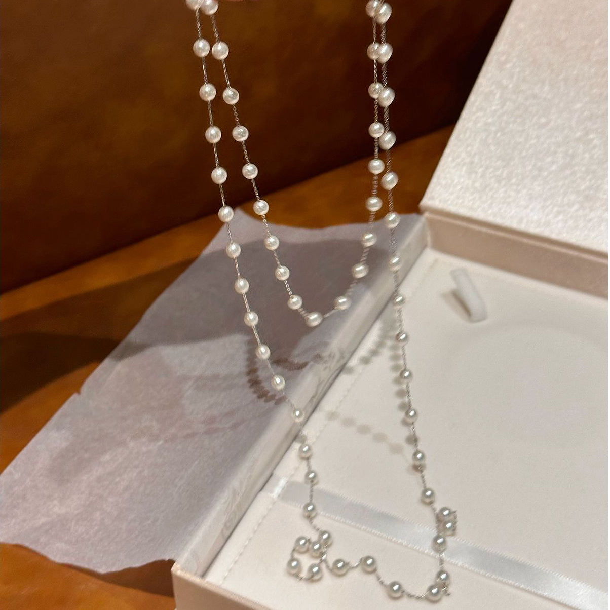 Double Stacked Pearl Necklace