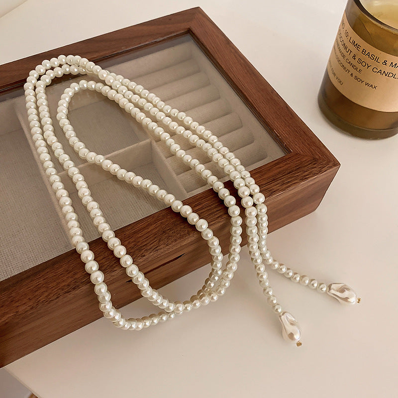 Retro long design pearl necklace