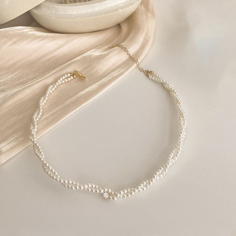 Woven Design Pearl Necklace