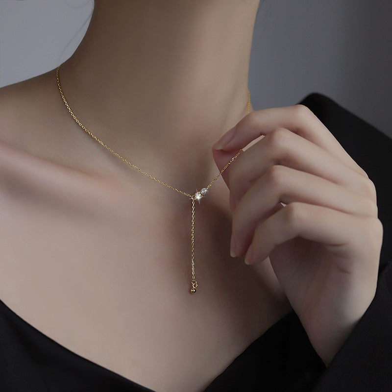 Pearl small waist fringed collarbone chain