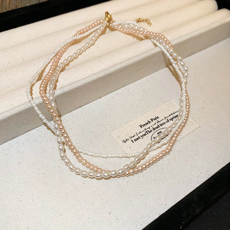 Multi-layer design pearl necklace