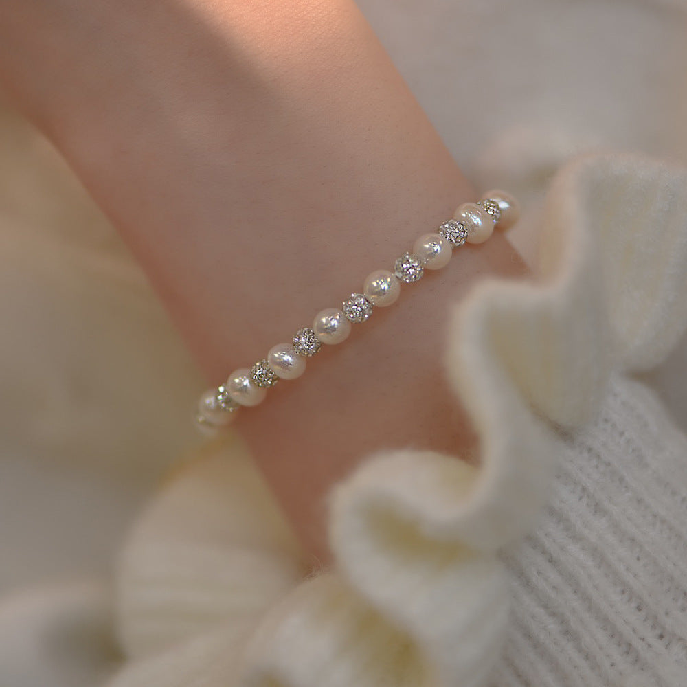 Flash diamond design pearl bracelet