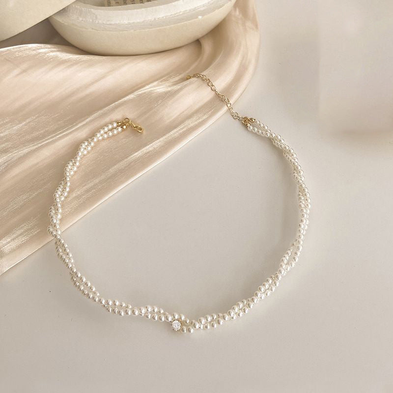 Woven Design Pearl Necklace