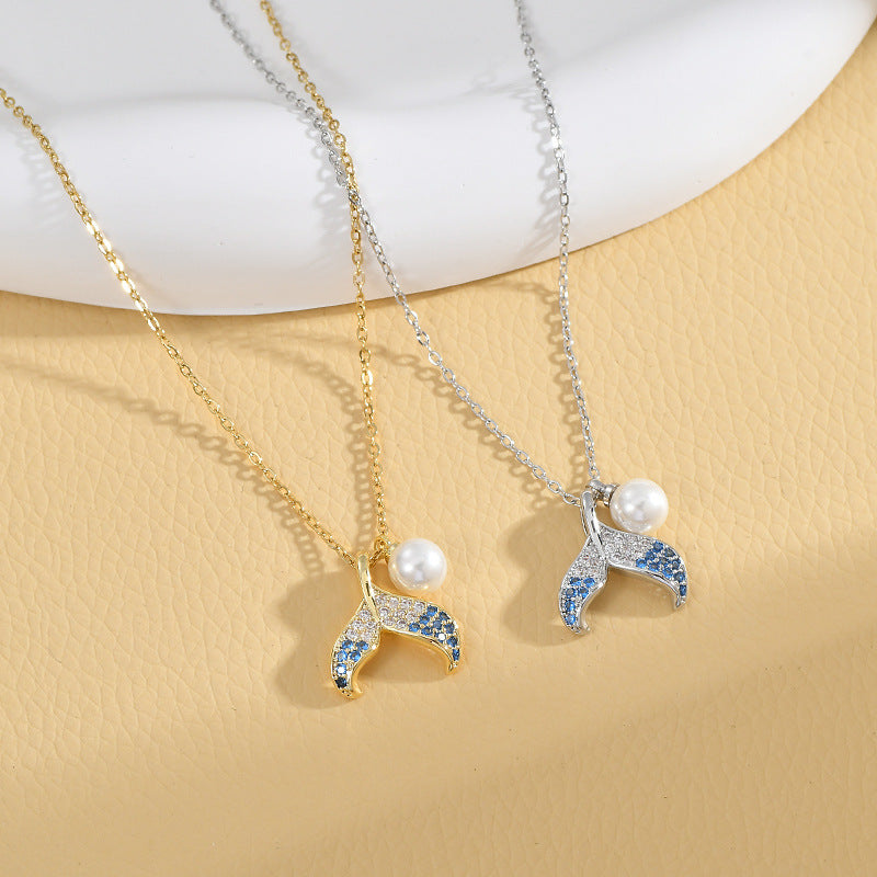 Temperament pearl fishtail design necklace