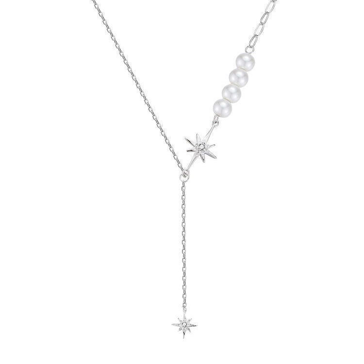 Crystal Pearl tassel niche design necklace