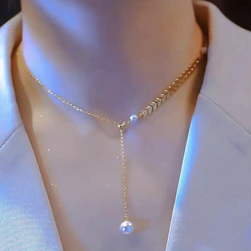 Wheat ear design pearl necklace