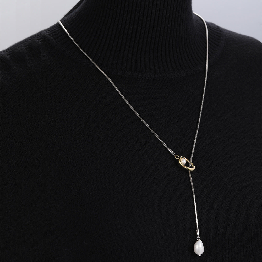 Water drop pull pearl necklace
