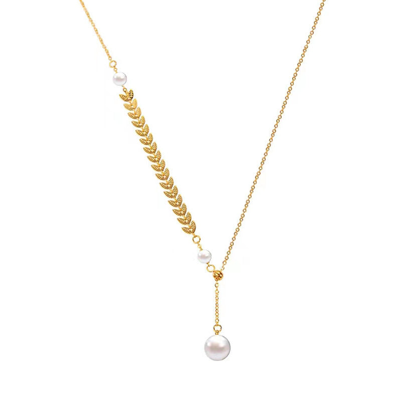 Wheat ear design pearl necklace