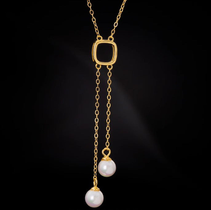 Double Pearl Tassel Necklace