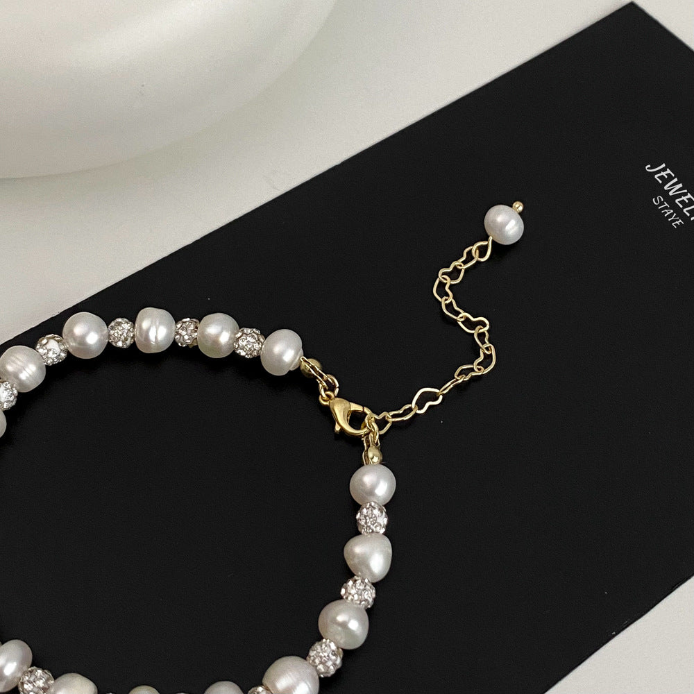 Flash diamond design pearl bracelet
