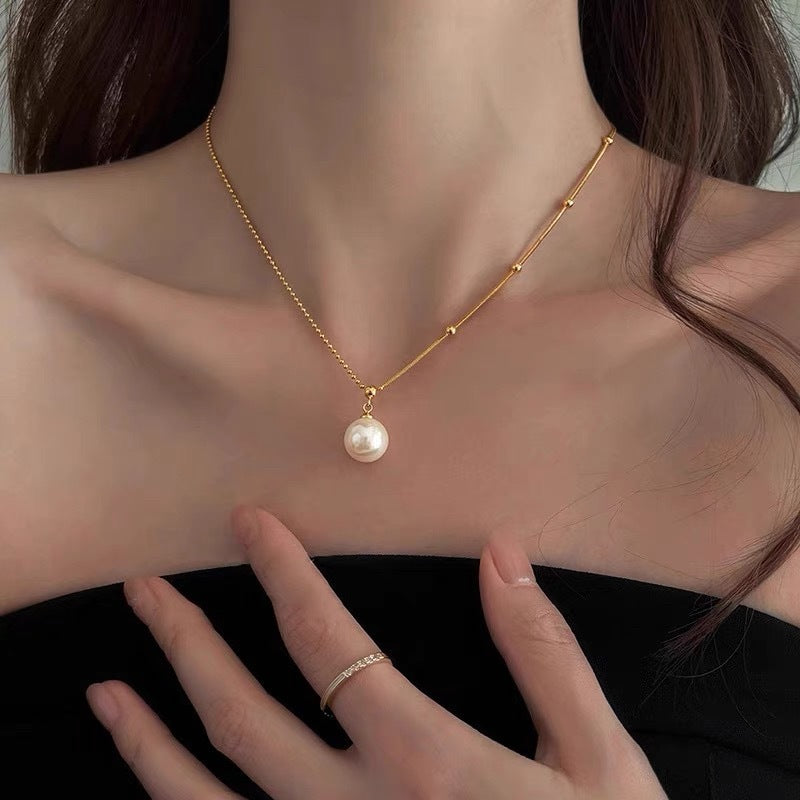 French design crystal pearl necklace