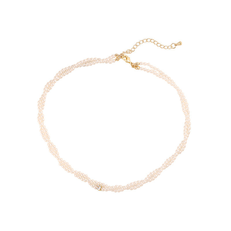 Woven Design Pearl Necklace
