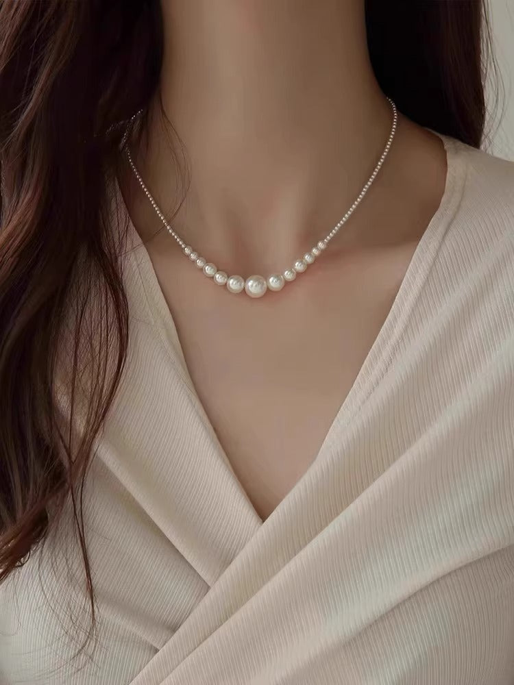 Light luxury high-end design crystal pearl necklace