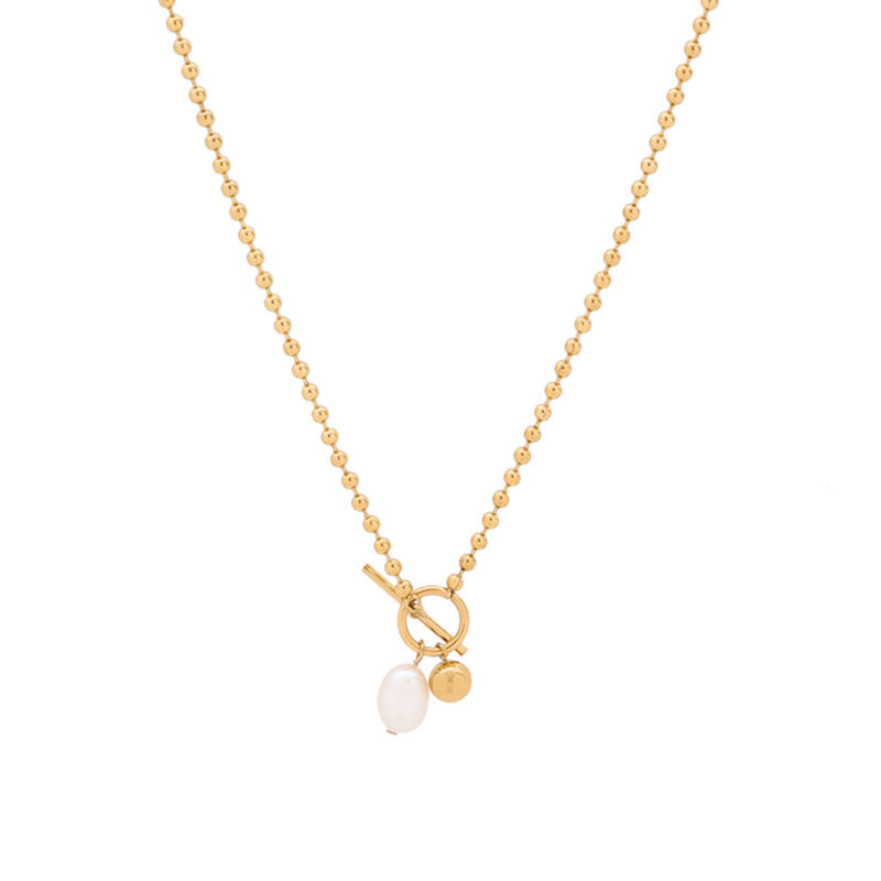 OT buckle design pearl necklace