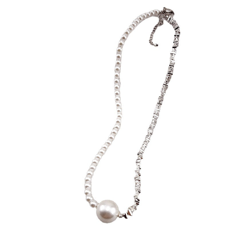 Pearl Shredded Silver Design Necklace