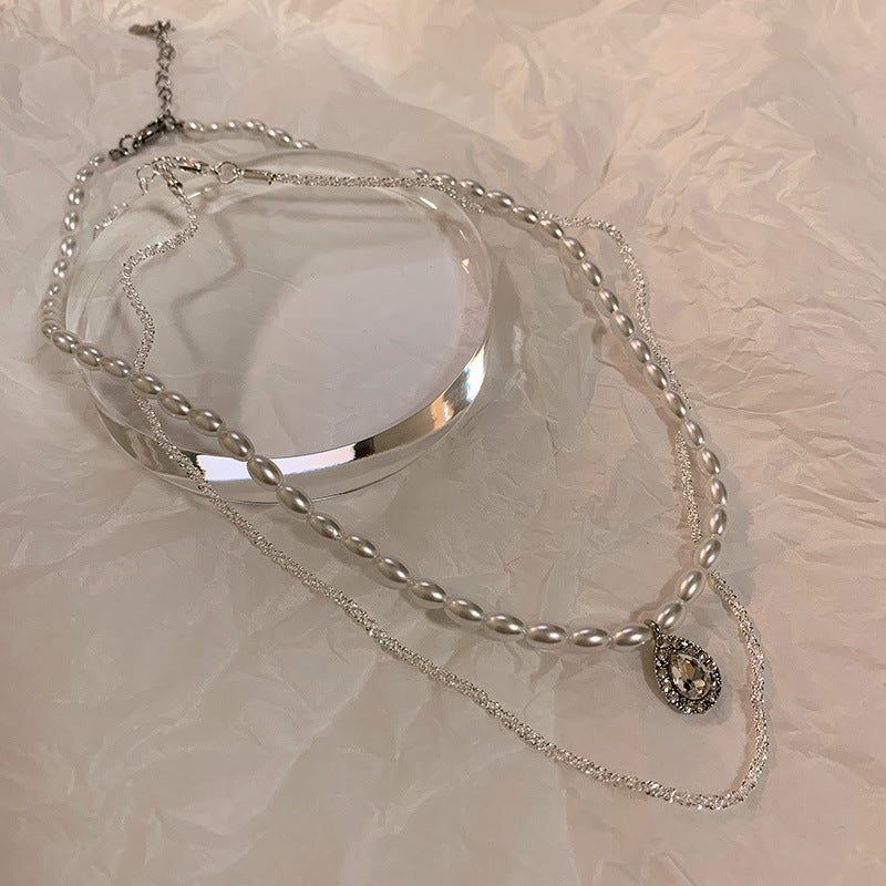 Stacked design pearl necklace