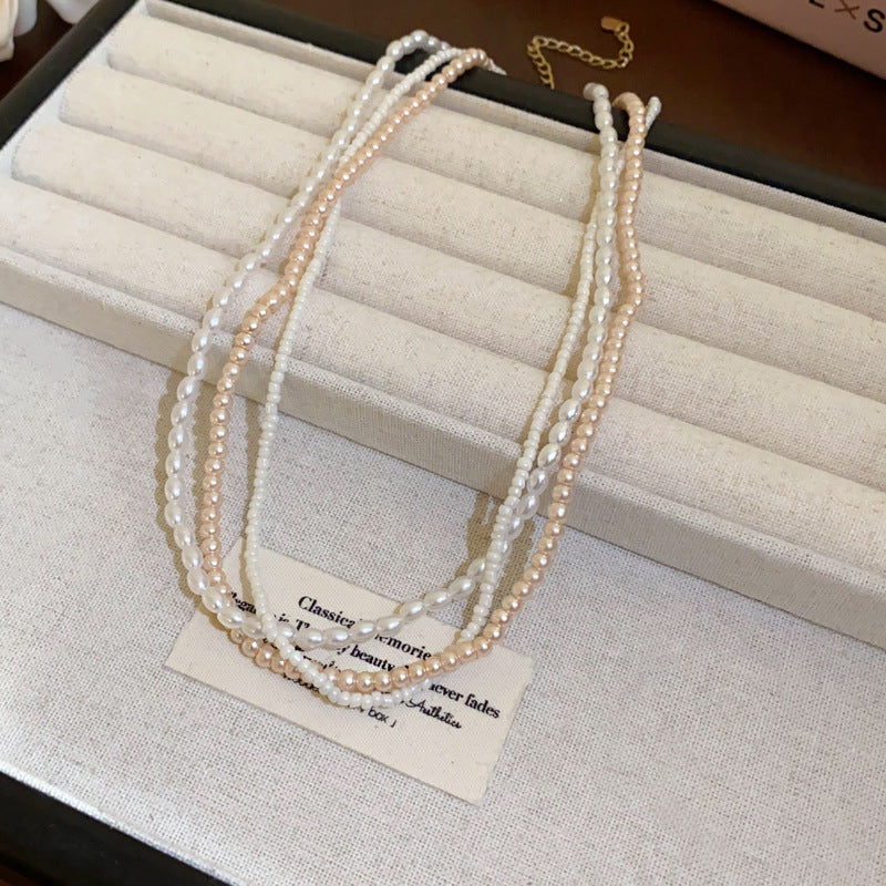 Multi-layer design pearl necklace