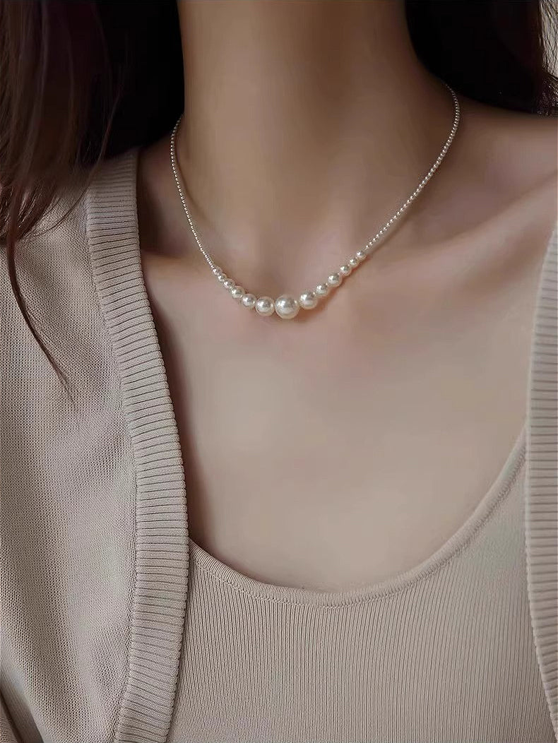 Light luxury high-end design crystal pearl necklace