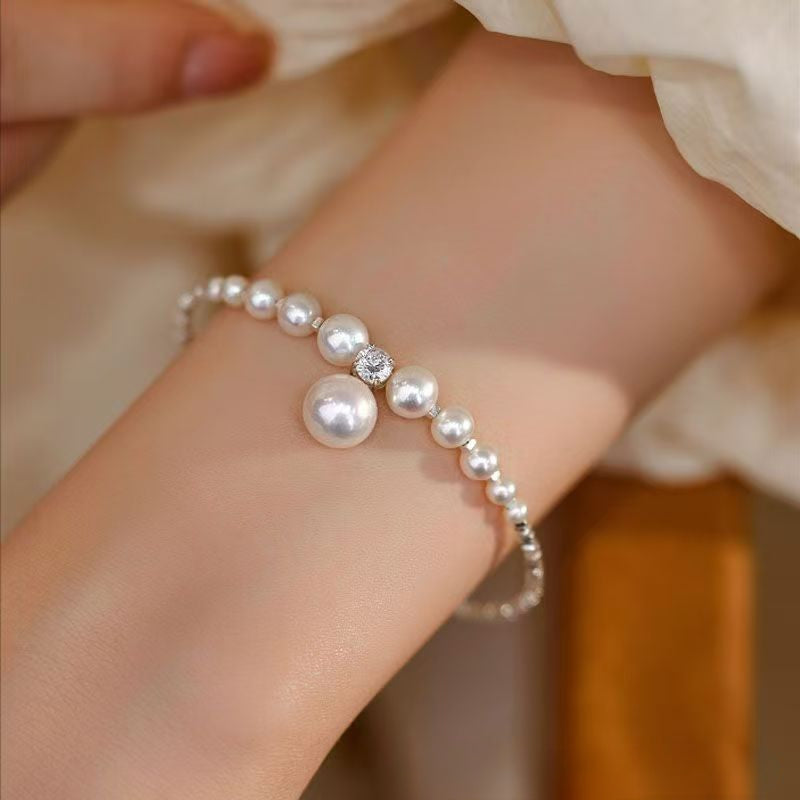 Gradual change broken silver design pearl bracelet