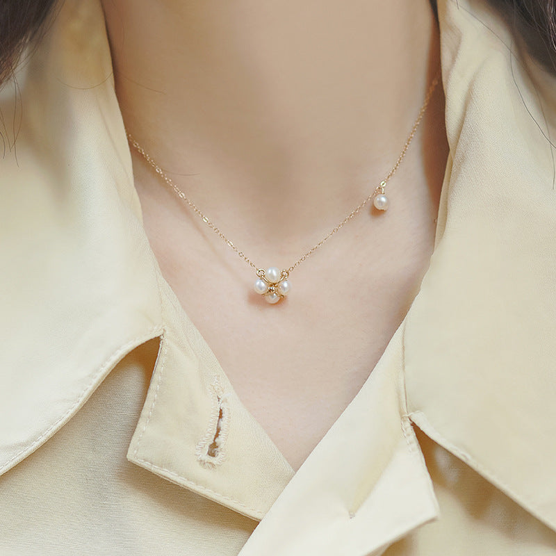 Lucky Clover Pearl Necklace