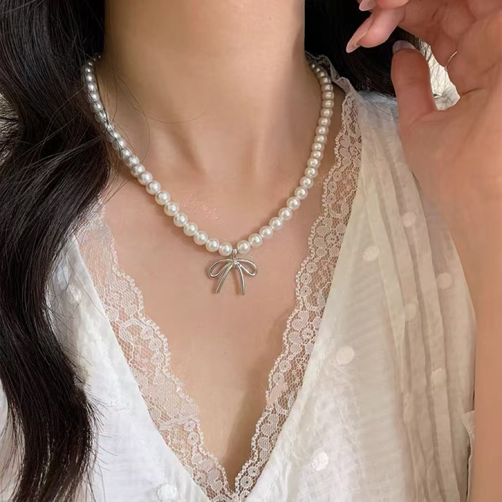 Butterfly Design Pearl Necklace