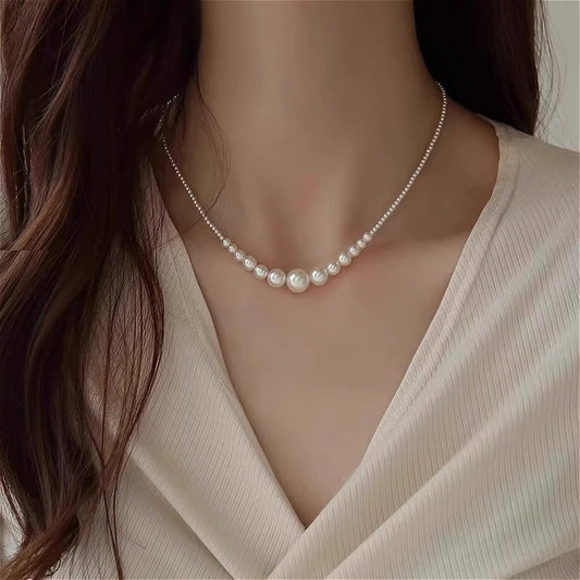 Light luxury high-end design crystal pearl necklace