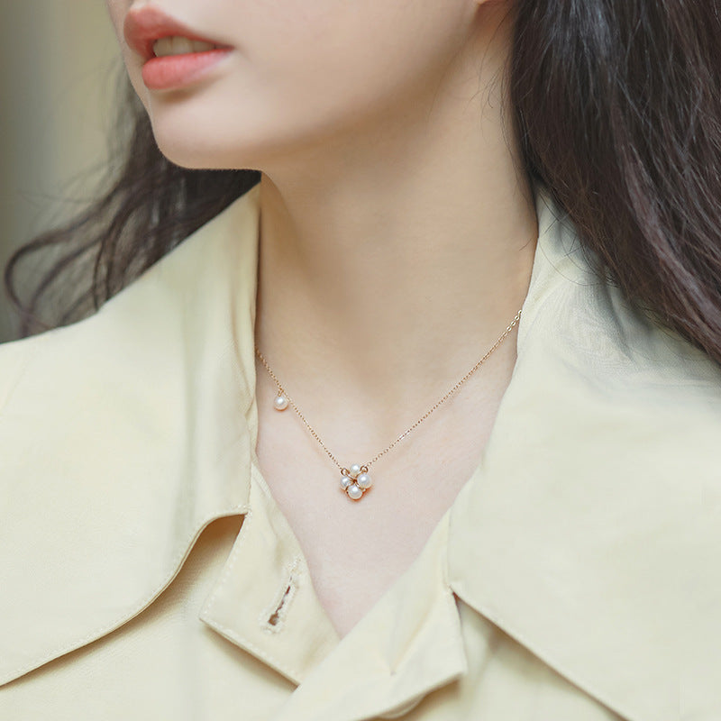 Lucky Clover Pearl Necklace