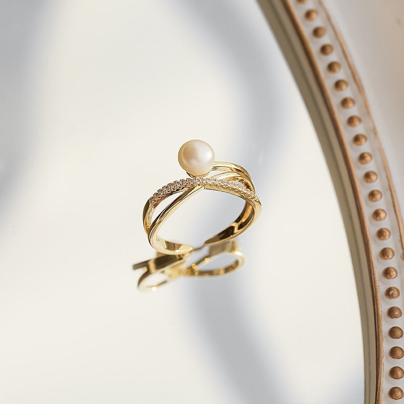 Simple design pearl ring