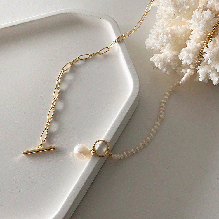 Steamed bread pearl light luxury design necklace