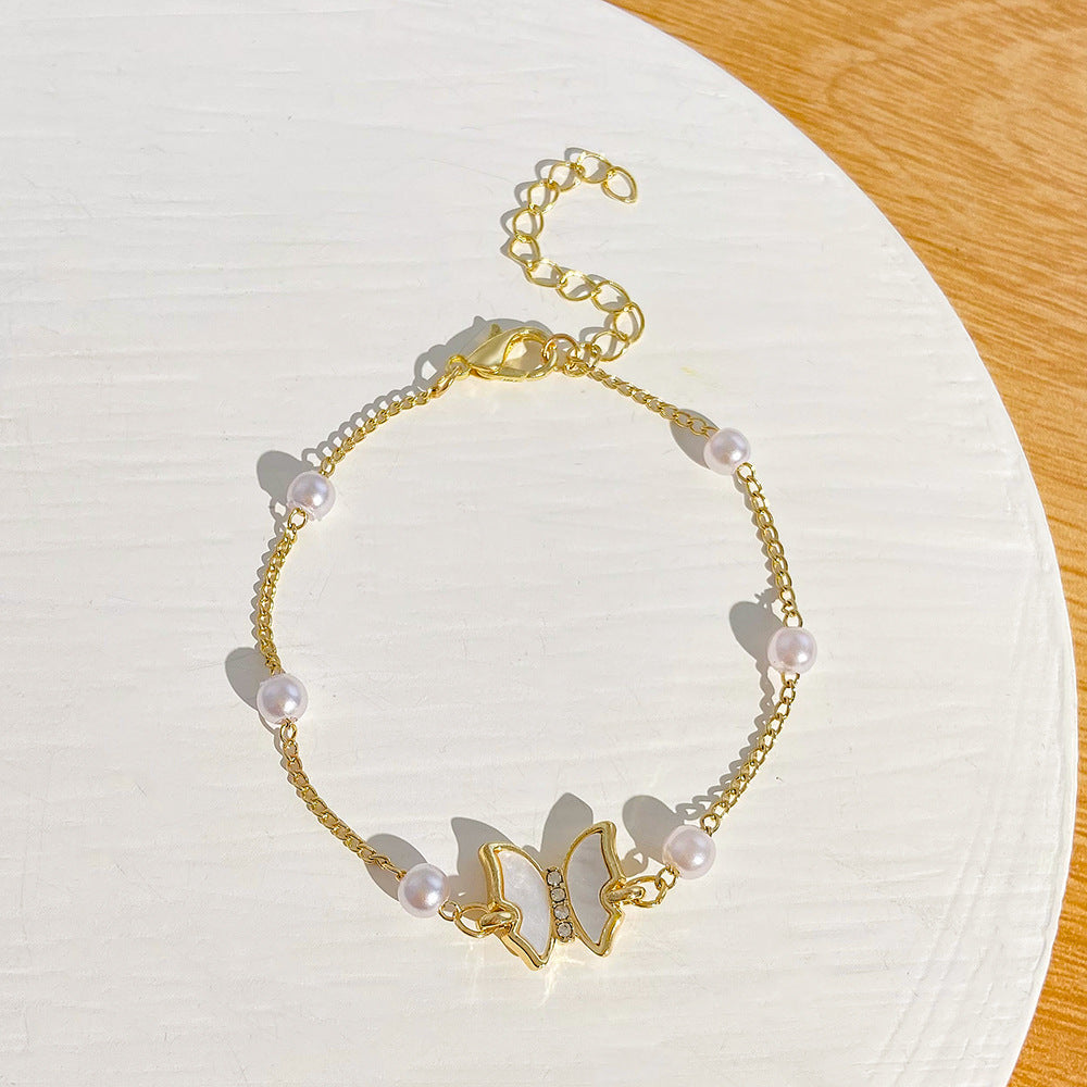 Butterfly Design Pearl Bracelet