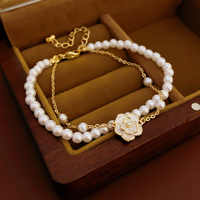 Camellia Design Pearl Bracelet
