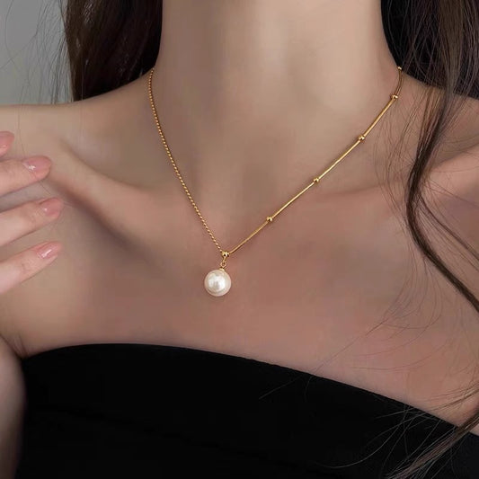 French design crystal pearl necklace