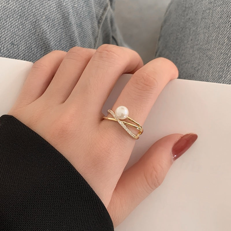 Simple design pearl ring