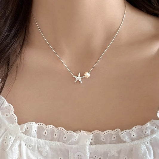 Starfish design pearl necklace