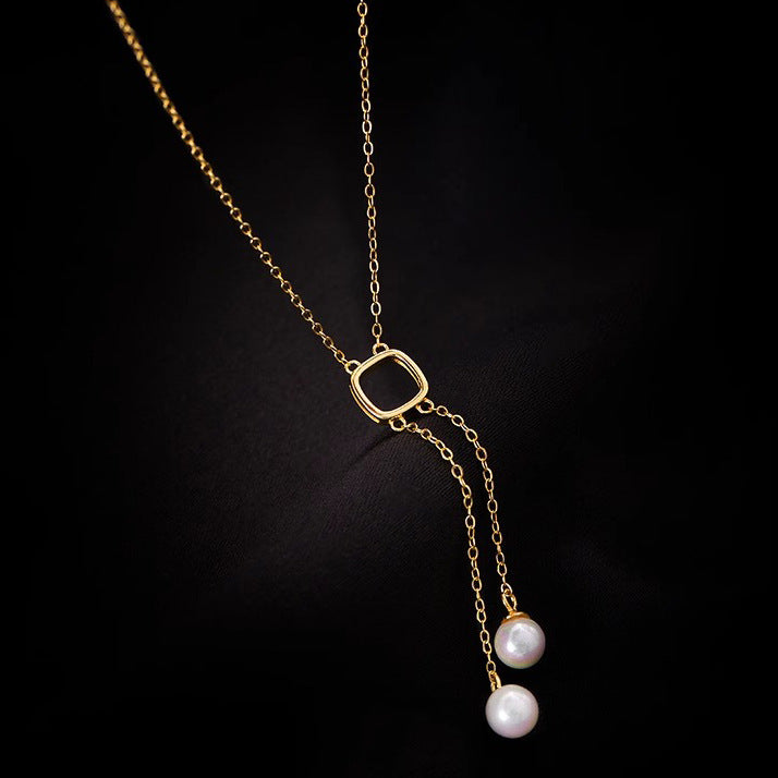 Double Pearl Tassel Necklace