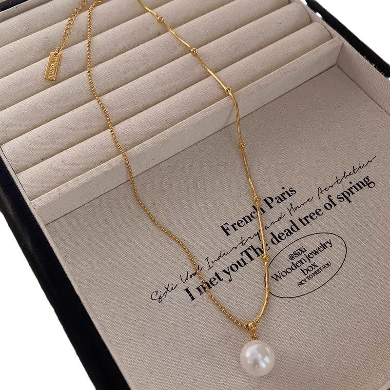 French design crystal pearl necklace