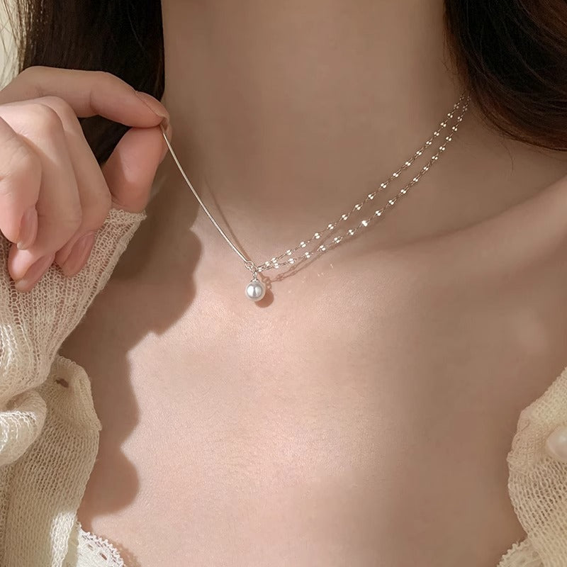Crystal Pearl splicing design necklace